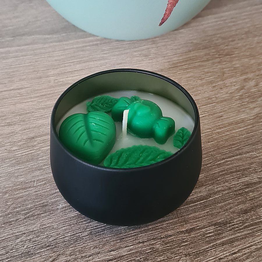 Bougie parfumée en forme de feuilles vertes